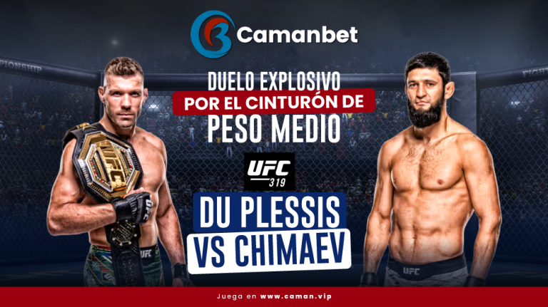 Dricus Du Plessis vs Khamzat Chimaev en UFC 319, evento principal de peleas de UFC en el United Center, Chicago con las mejores cuotas y mercados del país. ¡Apuesta ya