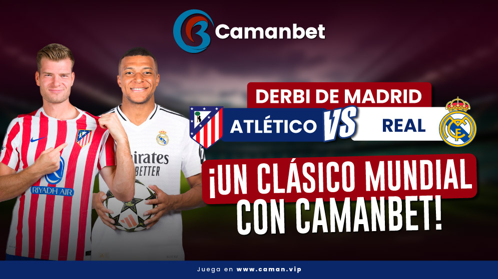 Apuestas del partido Atlético de Madrid vs Real Madrid con las mejores cuotas y mercados de Venezuela en Camanbet. ¡Registrate ya!