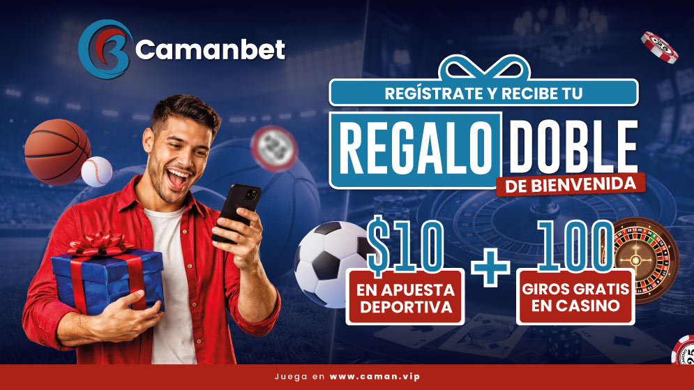 Recibe el regalo doble de bienvenida para tus apuestas y juegos de Casino online. Regístrate ahora en CamanBet.
